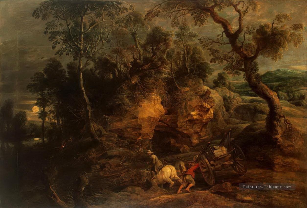 paysage avec des porteurs de pierre Peter Paul Rubens Peintures à l'huile